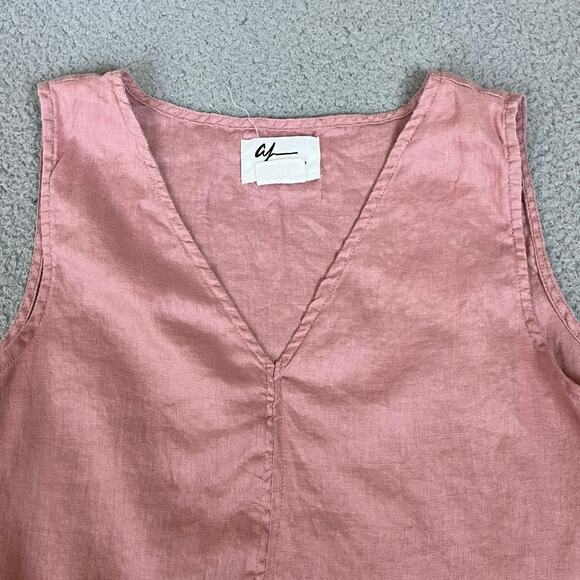 Andrea Jovine Tank Top Small Linen V Neck Pink Sleeveless Beach Boho Minimalist - Picture 3 of 11